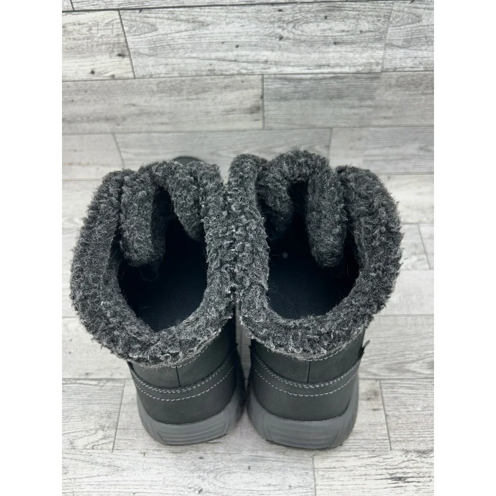 Orthofeet Florence 886 Women Size 7 Black Leather Ankle Boots Faux Fur Lining‎